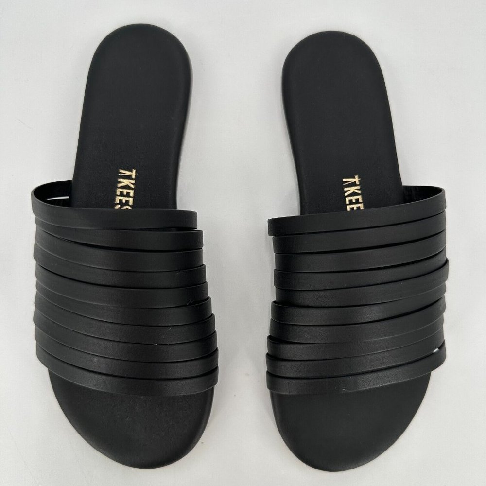 TKEES Women's Avery Leather Slide Sandals 10-Layer Wide Strap Sable sz 5 EU 36